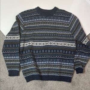 Grandpacore Vintage Cotton Fair Isle Geometric Sweater Bill Blass Large
